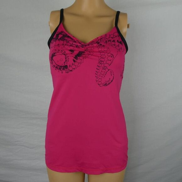 Lululemon Octopus Squid Tentacles Pink Black Tank Top Built In Bra Size 6 - Picture 1 of 10